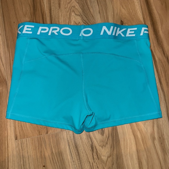 Nike Pro 3" Teal Shorts - Picture 2 of 4